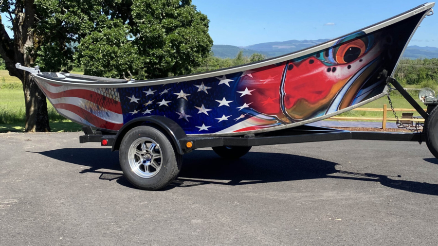 DeYoung Steelhead / American Flag Boat Wrap Profile